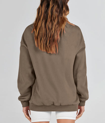 Women's Slit Mock Neck Oversized Sweatshirt (Buy 2 Free Shipping)