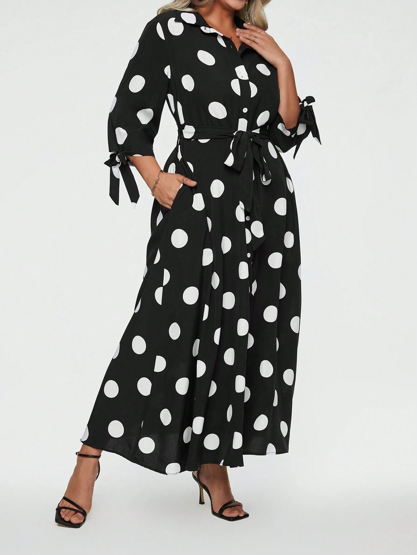 Women's Elegant Polka Dot Long Dress (Buy 2 Free Shipping)