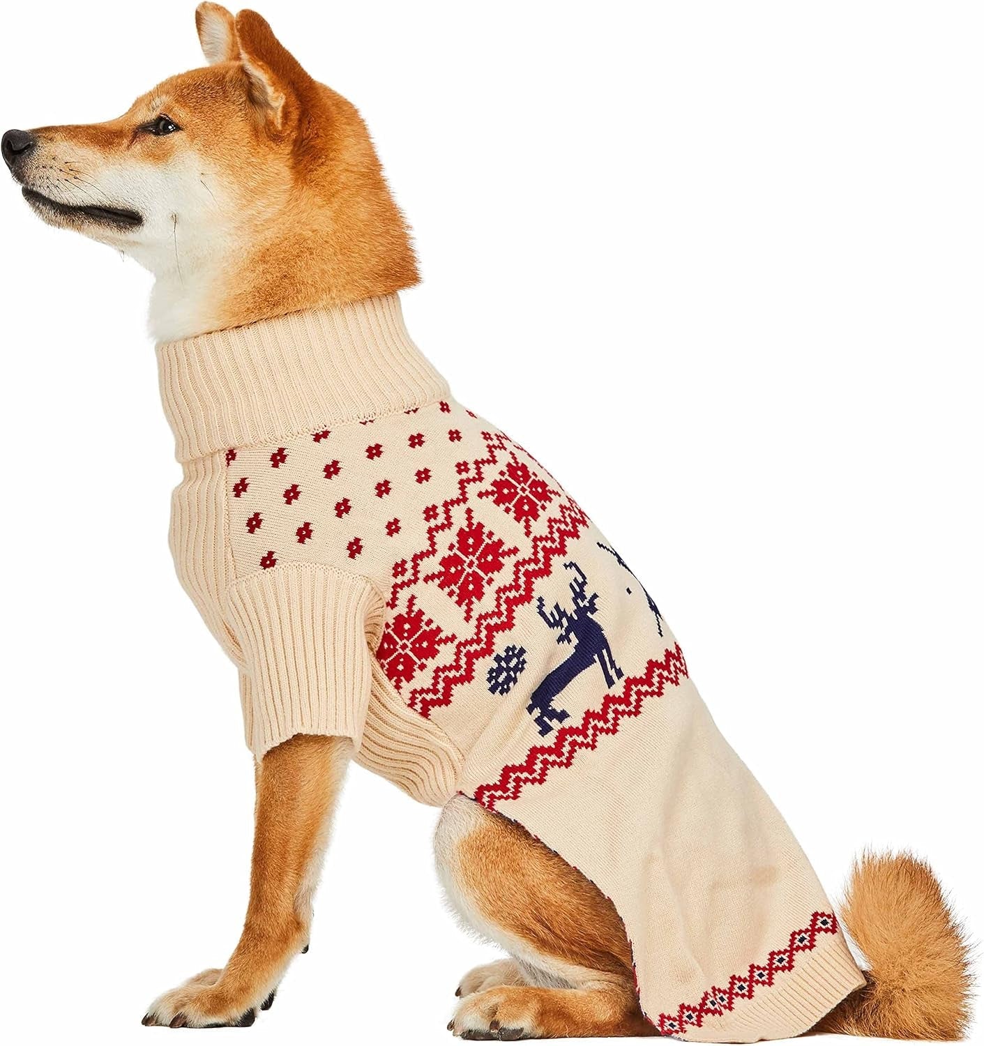 Beige Reindeer Dog Sweater