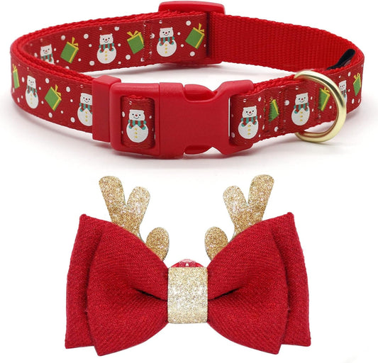 Red Xmas Dog Bow Tie & Collar Set