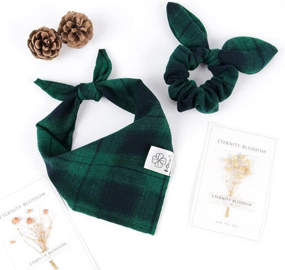 Green Plaid Pet Bandana & Scrunchie Set