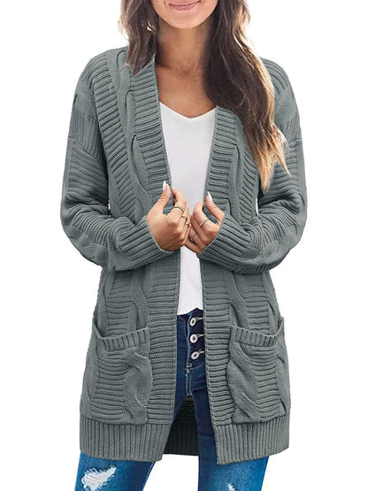 2022 Women's Long Sleeve Cable Knit Cardigan Sweaters