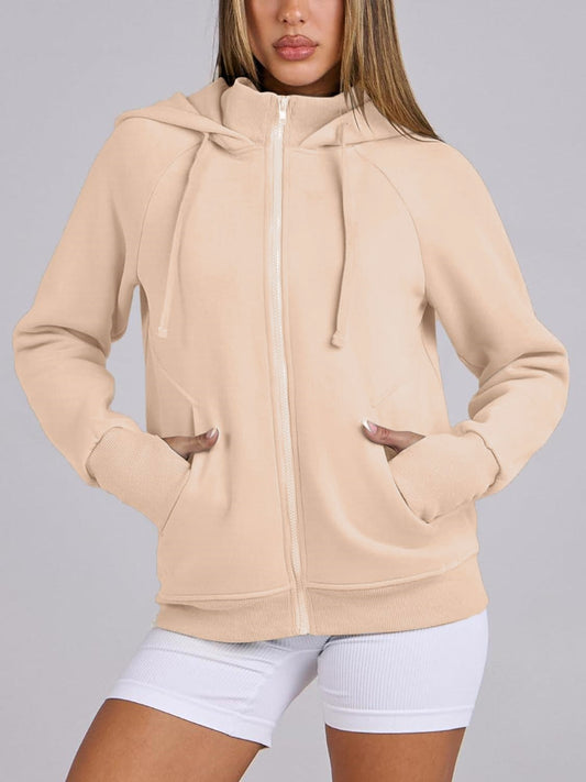 Women's Zip Up Drawstring Hoodie Jacket (Buy 2 Free Shipping)