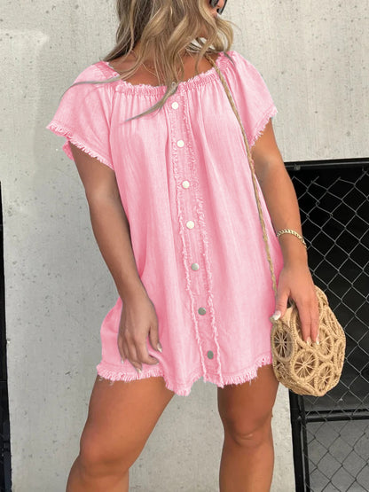 Short Sleeve Casual Denim Dress (Buy 2 Free Shipping)