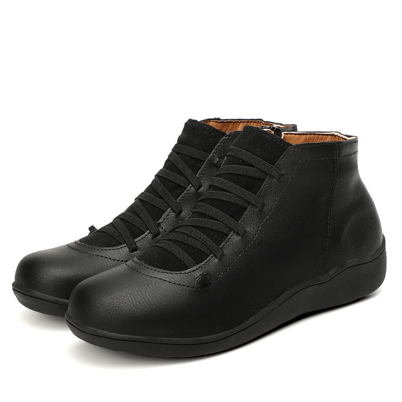 Premium Lace-Up Ankle Boots, Genuine Comfy Leather Boots