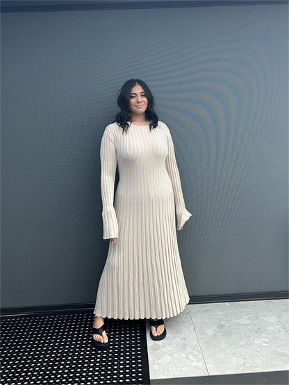 2024 Fall New Sleeved Knit Midi Dress (Buy 2 Free Shipping)