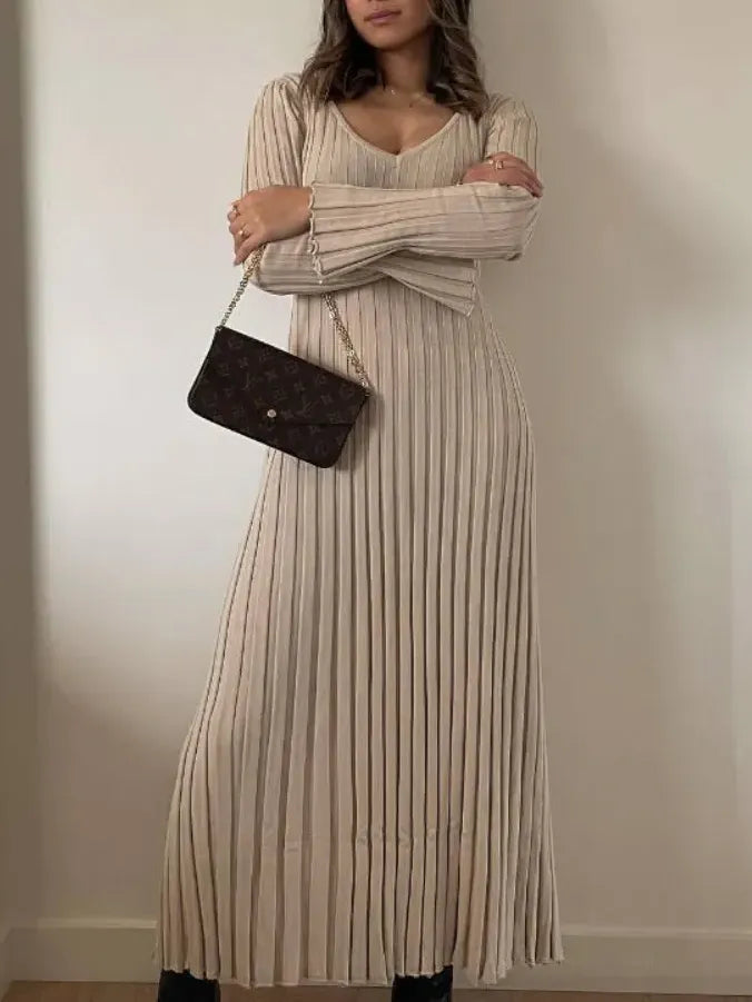 2024 Fall New Sleeved Knit Midi Dress (Buy 2 Free Shipping)