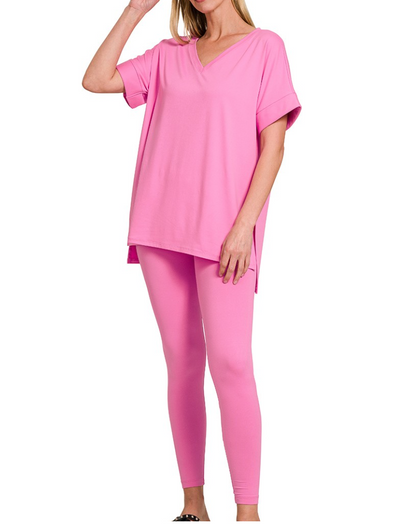 Women's Ultra Comfy Short Sleeve Tee and Legging Set (Buy 2 Free Shipping)