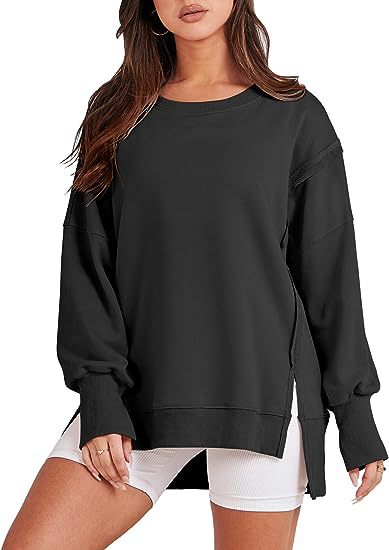 Women's Crew Neck Side Slit Oversized Sweatshirt (Buy 2 Free Shipping)