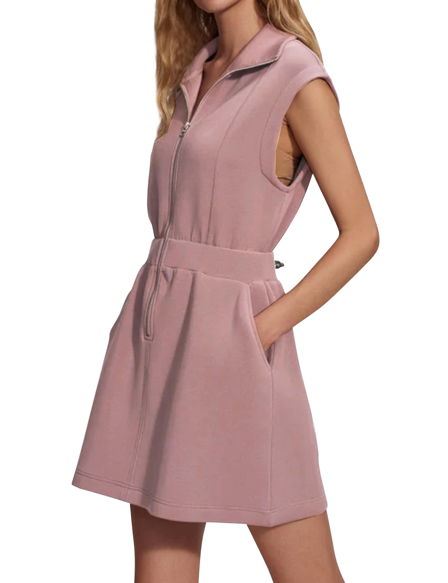 Women's Zipper Mini Dress with Pockets (Buy 2 Free Shipping)