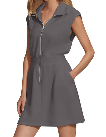 Women's Zipper Mini Dress with Pockets (Buy 2 Free Shipping)