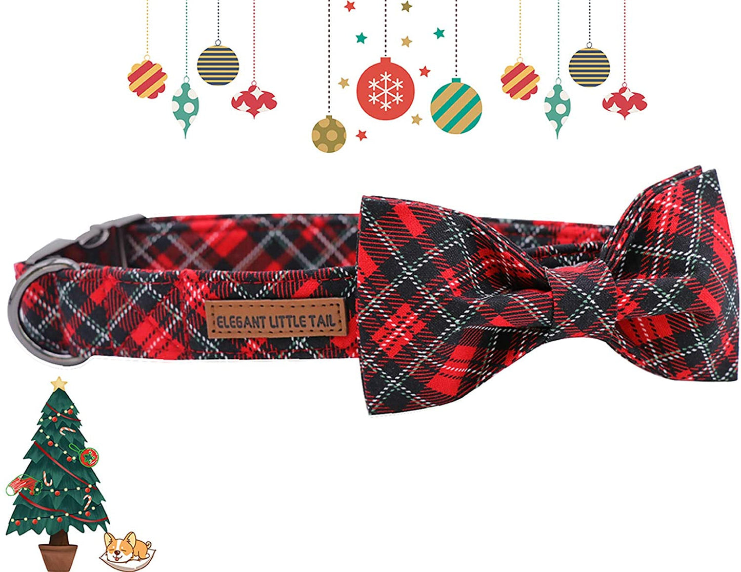 Red+Black Plaid Dog Bow Tie & Collar Set