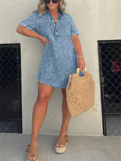 New Women's Washed Shirt Dress (Buy 2 Free Shipping)