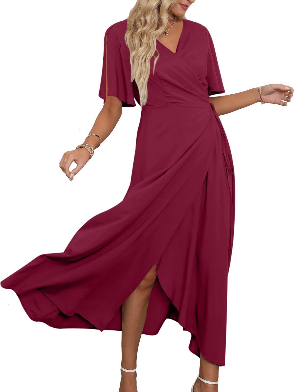 V Neck Slit Maxi Dress