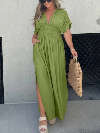 New Slit V-Neck Effortless Maxi Long Dress (Buy 2 Free Shipping)