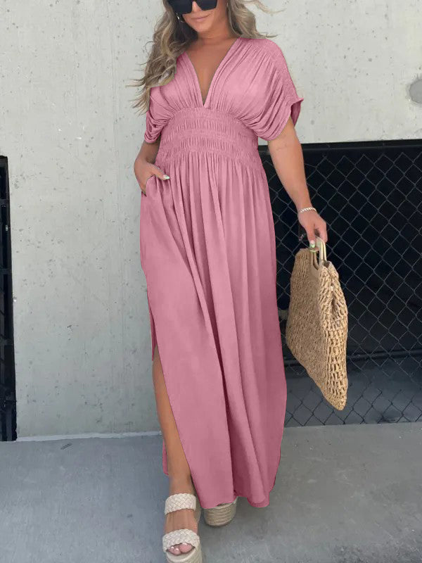 New Slit V-Neck Effortless Maxi Long Dress (Buy 2 Free Shipping)