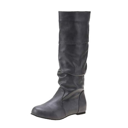 Women'S Autumn And Winter High-Top Flat Pleated Boots