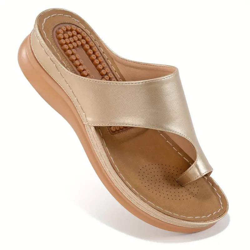 Comfy & Chic Slip-On Sandals for Women: Arch Support, Round Toe, Platform Heel, Strappy Back - Perfect for Casual Outdoors