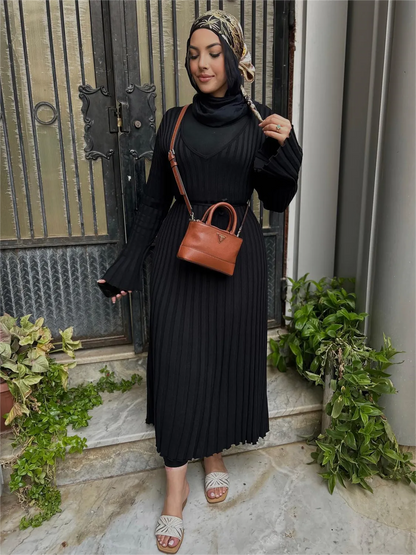 2024 Fall New Sleeved Knit Midi Dress (Buy 2 Free Shipping)