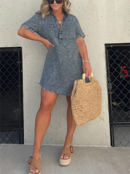 New Women's Washed Shirt Dress (Buy 2 Free Shipping)