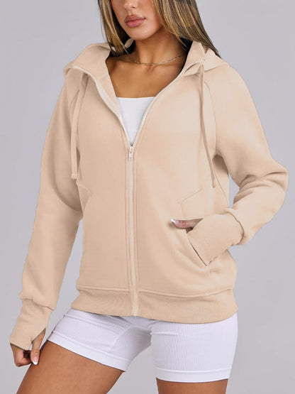 Women's Zip Up Drawstring Hoodie Jacket (Buy 2 Free Shipping)