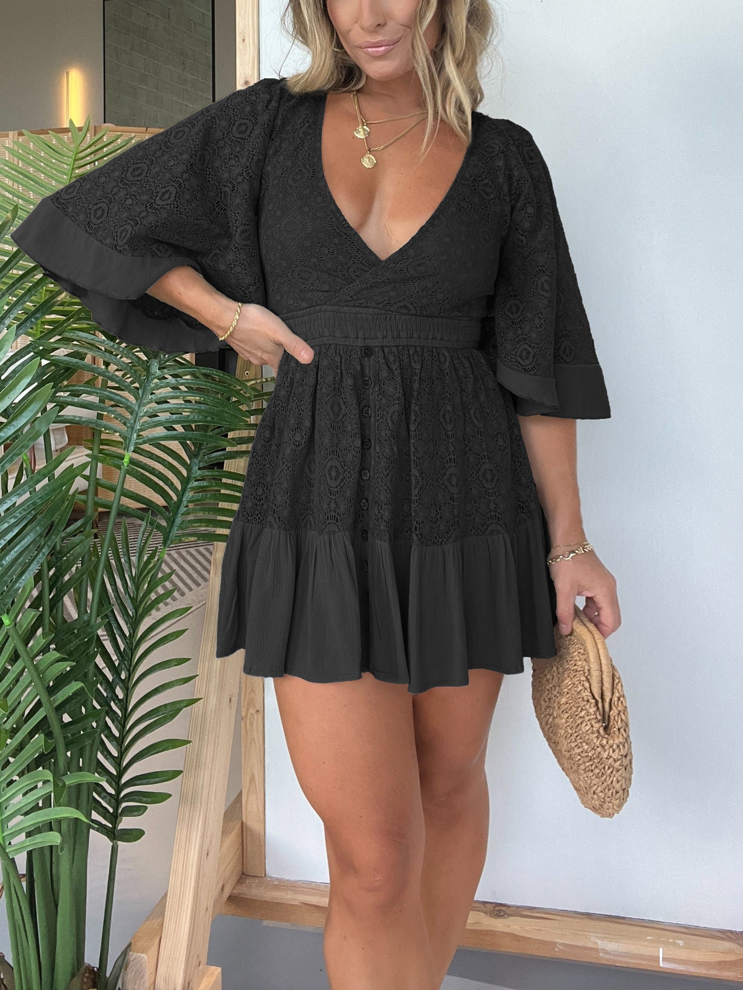 Women's Lace Crochet Romper Dress with Built-in Shorts (Buy 2 Free Shipping)