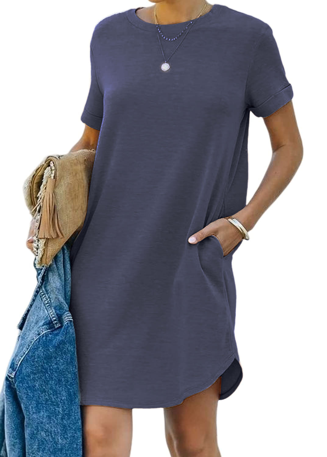 Women's Casual Short Sleeve T-shirt Dress with Pocket (Buy 2 Free Shipping)