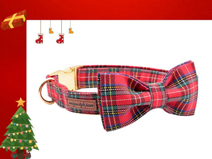 Red+Green Holiday Dog Bow Tie & Collar Set