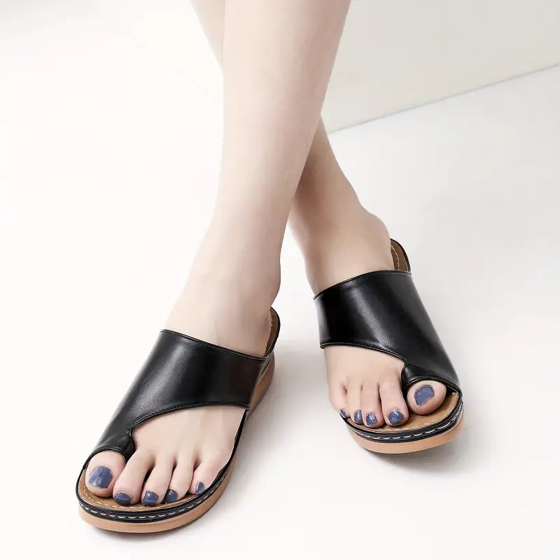 Comfy & Chic Slip-On Sandals for Women: Arch Support, Round Toe, Platform Heel, Strappy Back - Perfect for Casual Outdoors