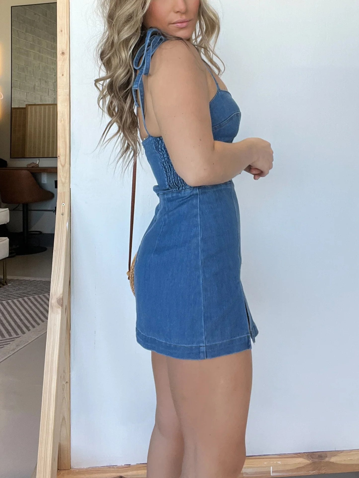 Women's Strappy Denim Zipper Dress (Buy 2 Free Shipping)