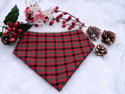 Red Plaid Dog Bandana