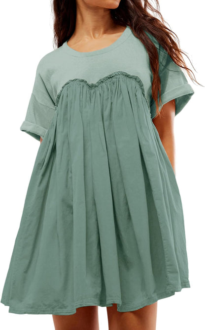 Women’s Summer Pleated Babydoll Dress with Pockets (Buy 2 Free Shipping)