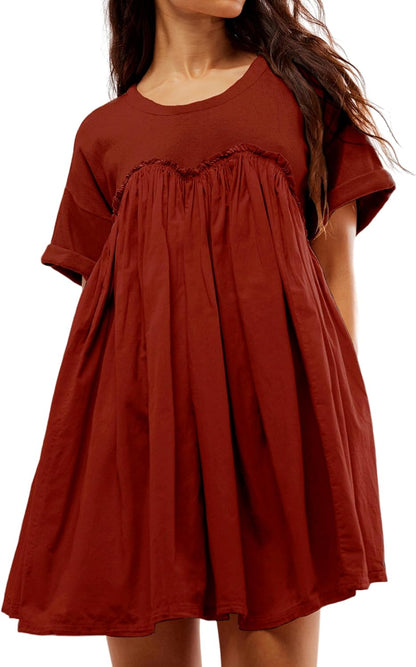 Women’s Summer Pleated Babydoll Dress with Pockets (Buy 2 Free Shipping)