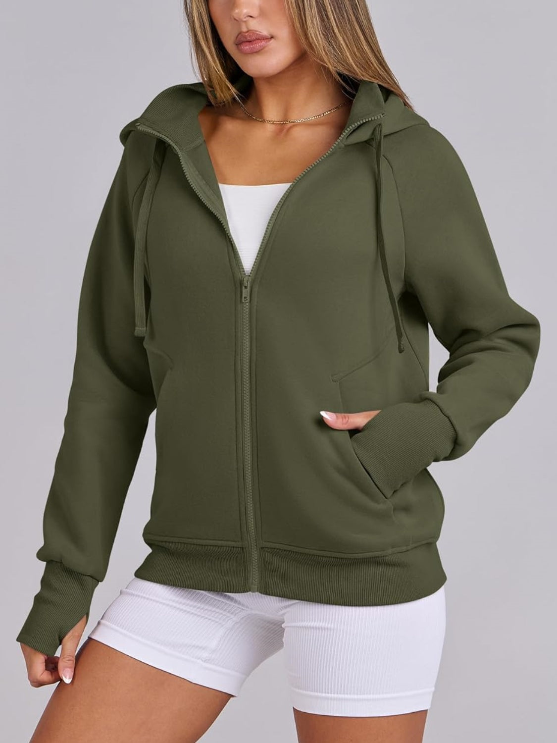 Women's Zip Up Drawstring Hoodie Jacket (Buy 2 Free Shipping)