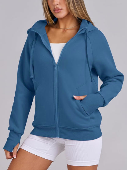 Women's Zip Up Drawstring Hoodie Jacket (Buy 2 Free Shipping)