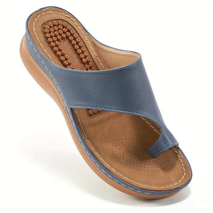 Comfy & Chic Slip-On Sandals for Women: Arch Support, Round Toe, Platform Heel, Strappy Back - Perfect for Casual Outdoors