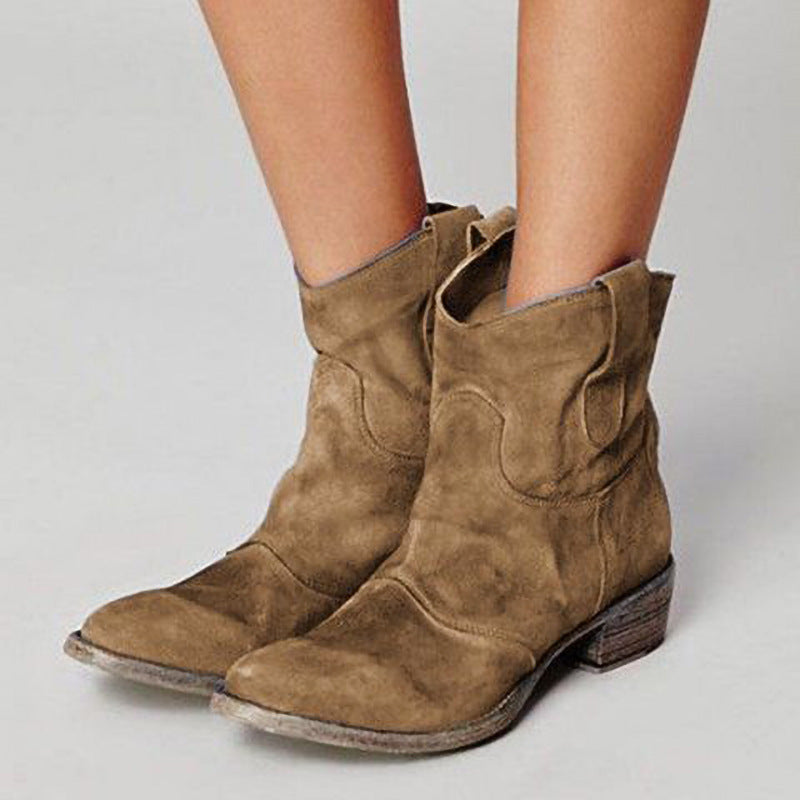 Women'S Round Toe Vintage Ankle Boots