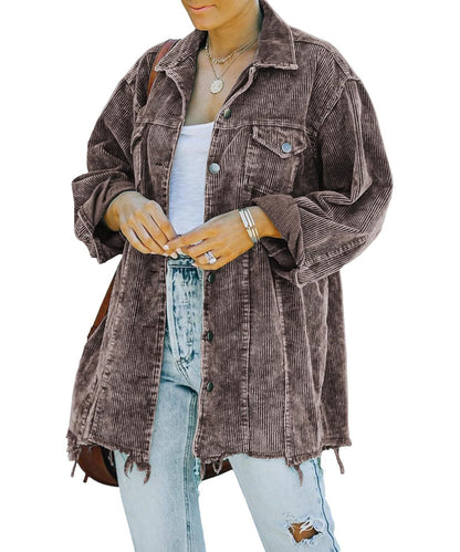 Women's Oversized Button Down Corduroy Jacket (Buy 2 Free Shipping)