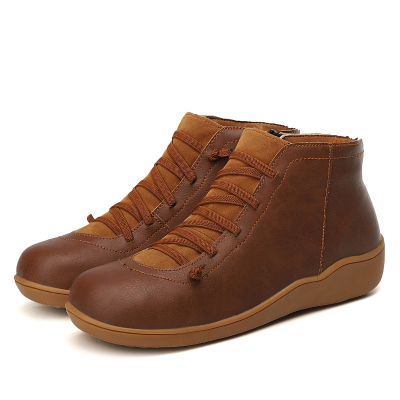 Premium Lace-Up Ankle Boots, Genuine Comfy Leather Boots