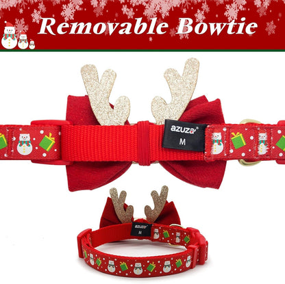 Red Xmas Dog Bow Tie & Collar Set