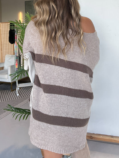 Women's Lightweight Striped Drop Shoulder Sweater Tunic (Buy 2 Free Shipping)