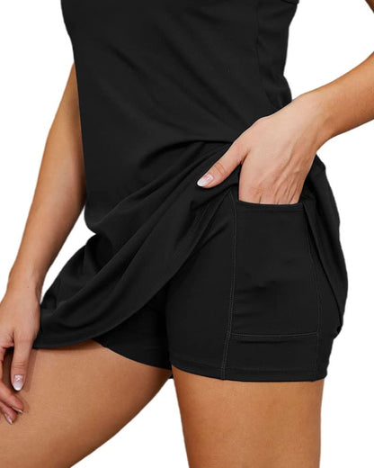 2-in-1 Exercise Dresses with Built-in Bra & Shorts