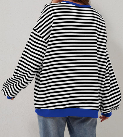 Women's Oversized Striped Long Sleeve Pullover (Buy 2 Free Shipping)