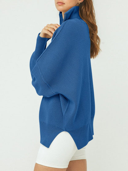 Women's Oversized Quarter Zip Sweater Pullover (Buy 2 Free Shipping)