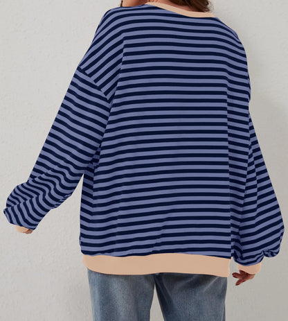 Women's Oversized Striped Long Sleeve Pullover (Buy 2 Free Shipping)