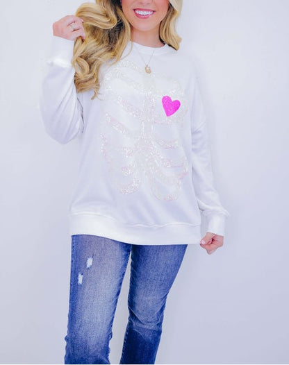 Women's Heart Skeleton Sequin Embellished Sweatshirt (Buy 2 Free Shipping)