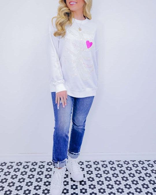 Women's Heart Skeleton Sequin Embellished Sweatshirt (Buy 2 Free Shipping)