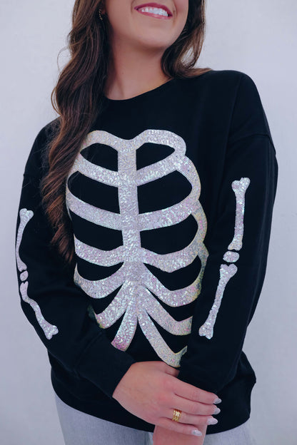 Women's Heart Skeleton Sequin Embellished Sweatshirt (Buy 2 Free Shipping)