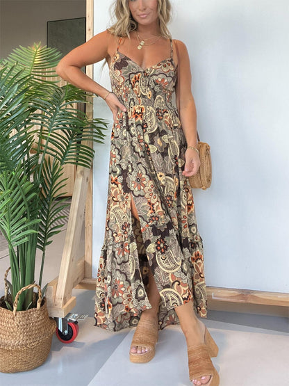 Women's Spaghetti Strap Floral Maxi Dress (Buy 2 Free Shipping)