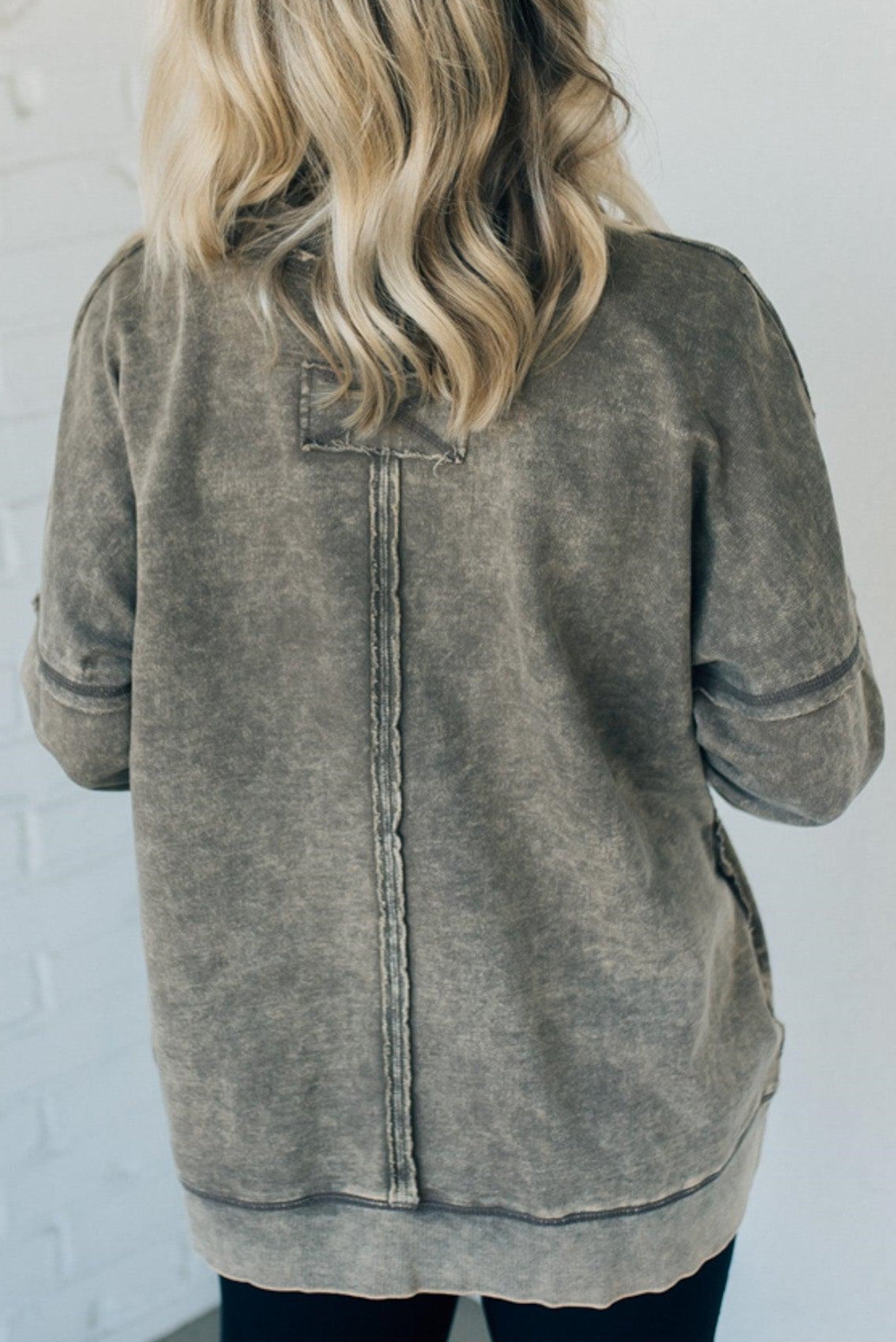 Women's French Terry Acid Wash Pullover (Buy 2 Free Shipping)